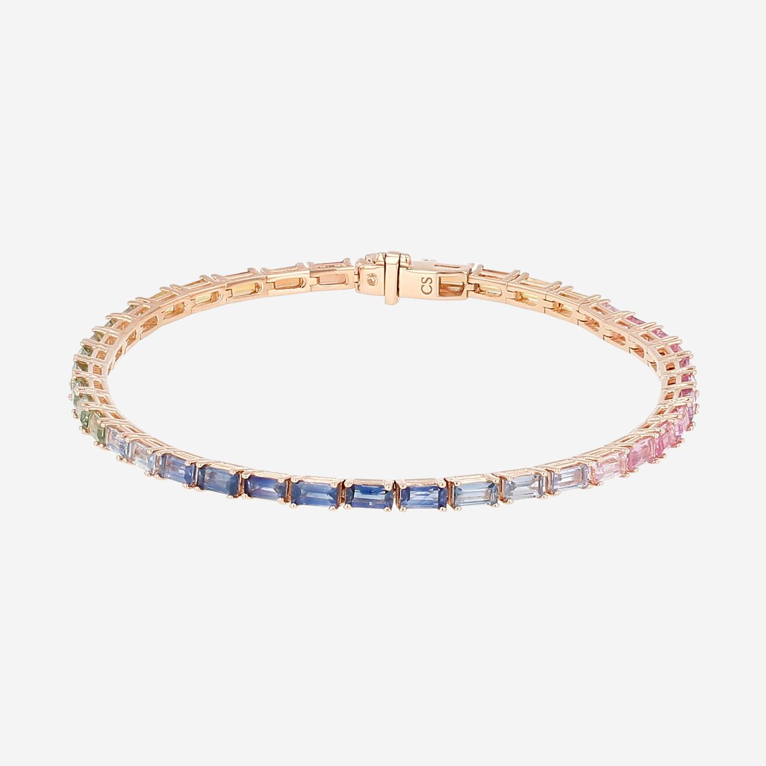 Pulsera Rainbow Atelier Buy Cheap Luxury Goods de oro rosa y zafiros de colores