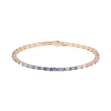 Pulsera Rainbow Atelier Collector Square de oro rosa y zafiros de colores