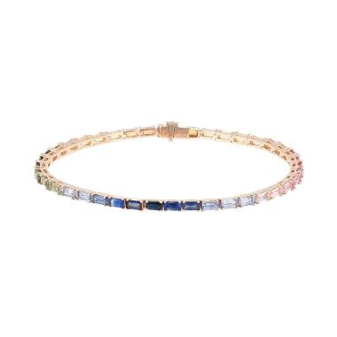Bracelet Rainbow Atelier Collector Square en or rose et saphirs de couleur