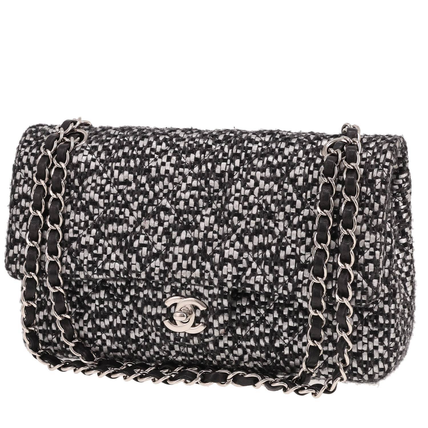Sac Chanel Timeless Classic Jersey Noir Blanc Occasion Sac Chanel Timeless Classic Jersey Noir Blanc Occasion