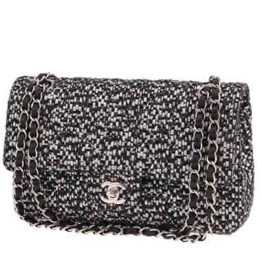Chanel Timeless Classic handbag in Noir and white jersey