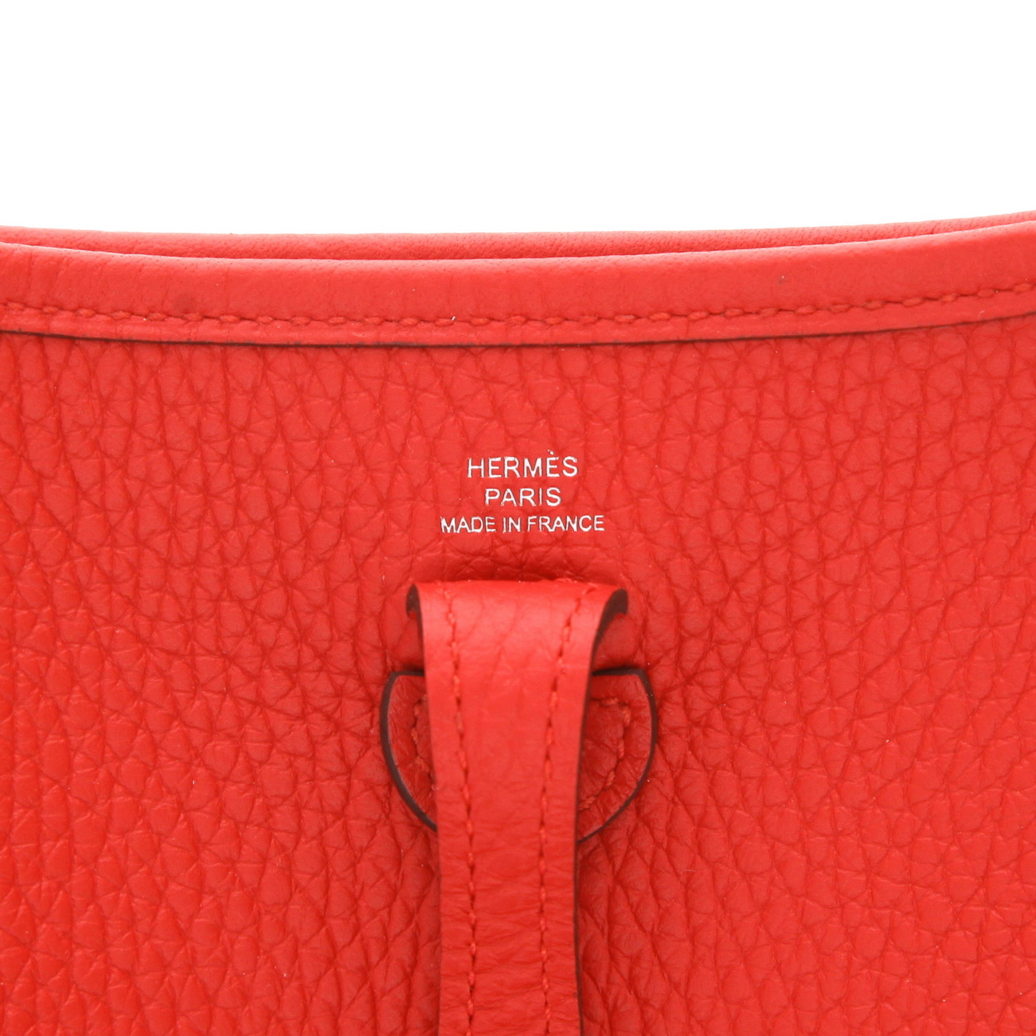 Sac bandoulière Hermès  Evelyne 16 cm en cuir taurillon clémence Rouge Radieux - Detail D2