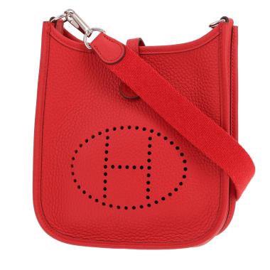 Borsa a tracolla Hermès Evelyne 16 cm in pelle di vitello Clémence, colore Rouge Radieux