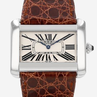 Montre Cartier Tank Divan grand modèle en acier Ref: Cartier - 2600  Vers 2000
