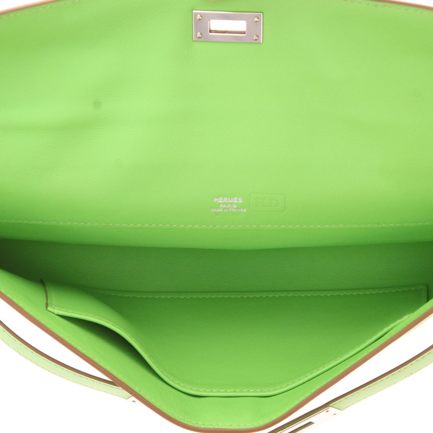 Bolso Hermès Kelly Cut de piel Swift verde Granny - Detail D3