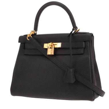 Bolso Hermès Kelly de 28 cm de piel Togo negra