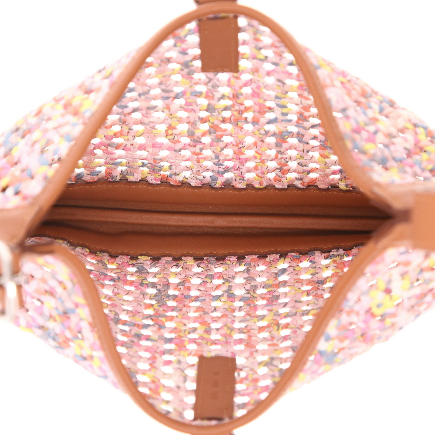 Sac bandoulière Hermès  Rainbow Silky Trim en soie multicolore et cuir Swift marron - Detail D3