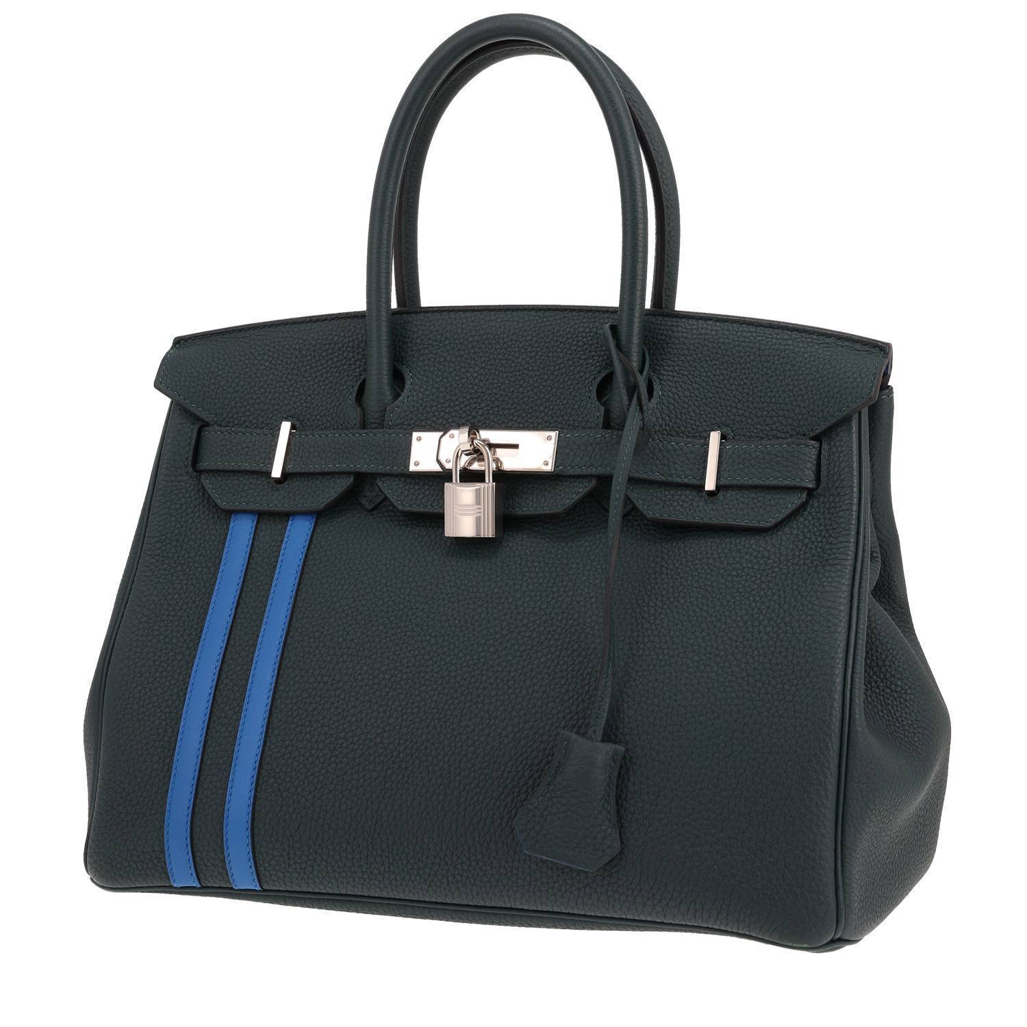 Hermès Birkin 30 Togo Bicolore Vert Cyprès Occasion Hermès Birkin 30 Togo Bicolore Vert Cyprès Occasion