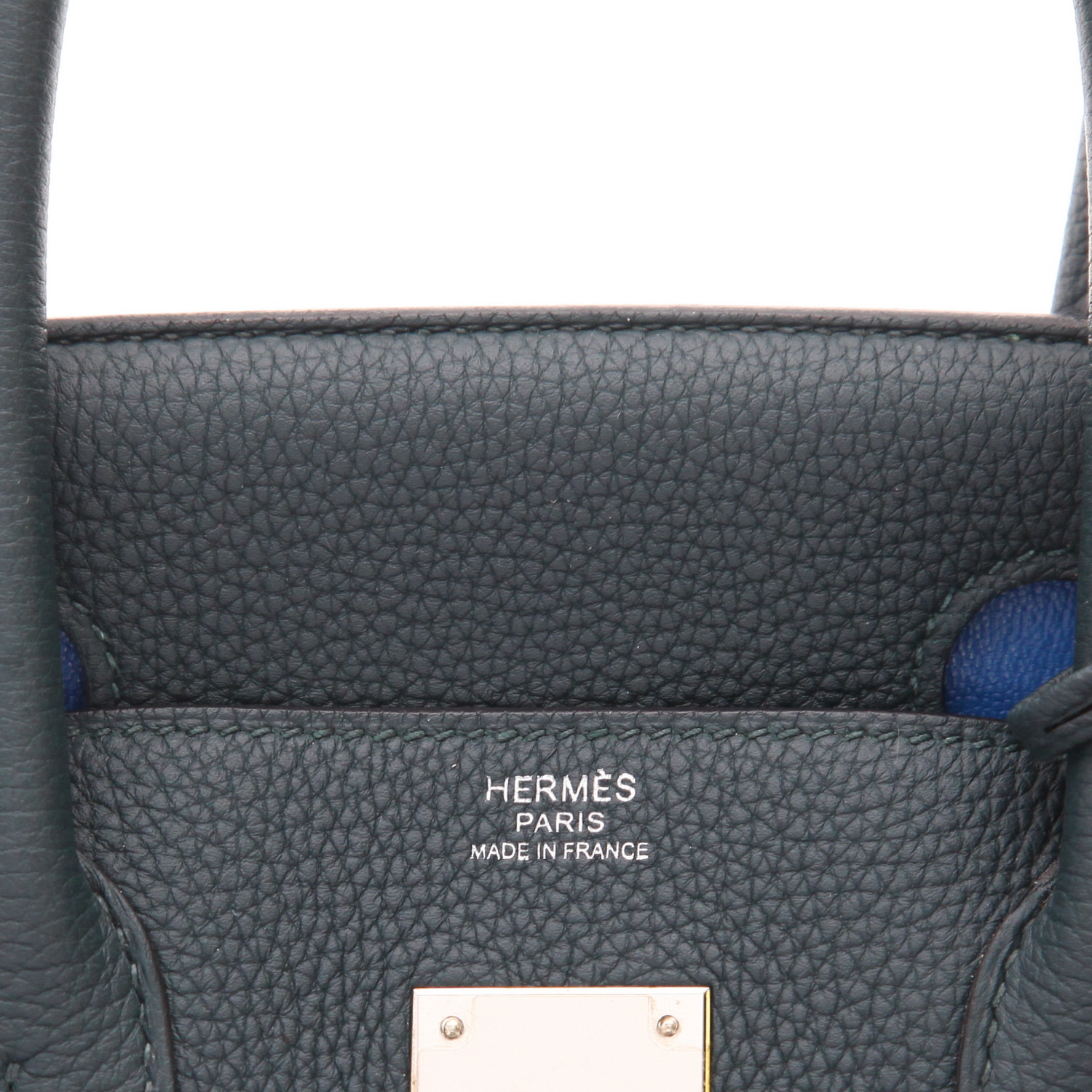 Hermès Birkin 30 cm handbag in Cyprès Green and Zellige Blue Togo leather - Detail D2