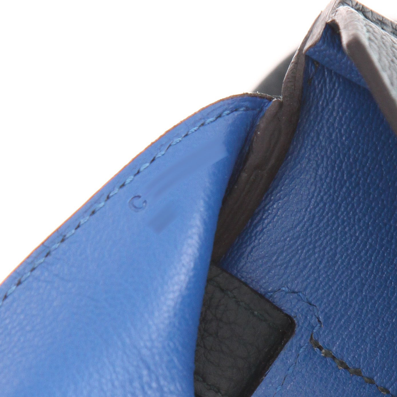 Bolso Hermès Birkin de 30 cm, de piel Togo en verde Cyprès y azul Zellige - Detail D4