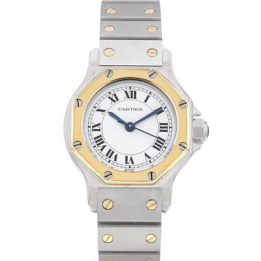 Montre Cartier Santos Octogonale en or et acier Ref: Cartier - 0907  Vers 1990