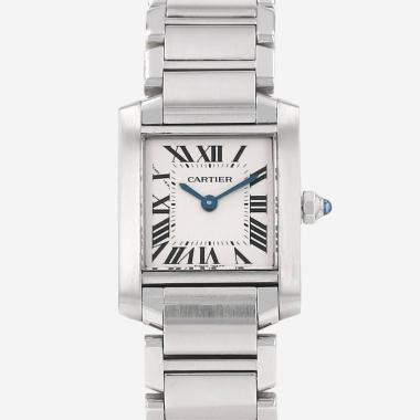 Montre Cartier Tank Française petit modèle  en acier Ref: Cartier - 2384  Vers 2000