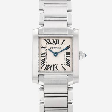Montre Cartier Tank Française petit modèle  en acier Ref: Cartier - 2384  Vers 2000