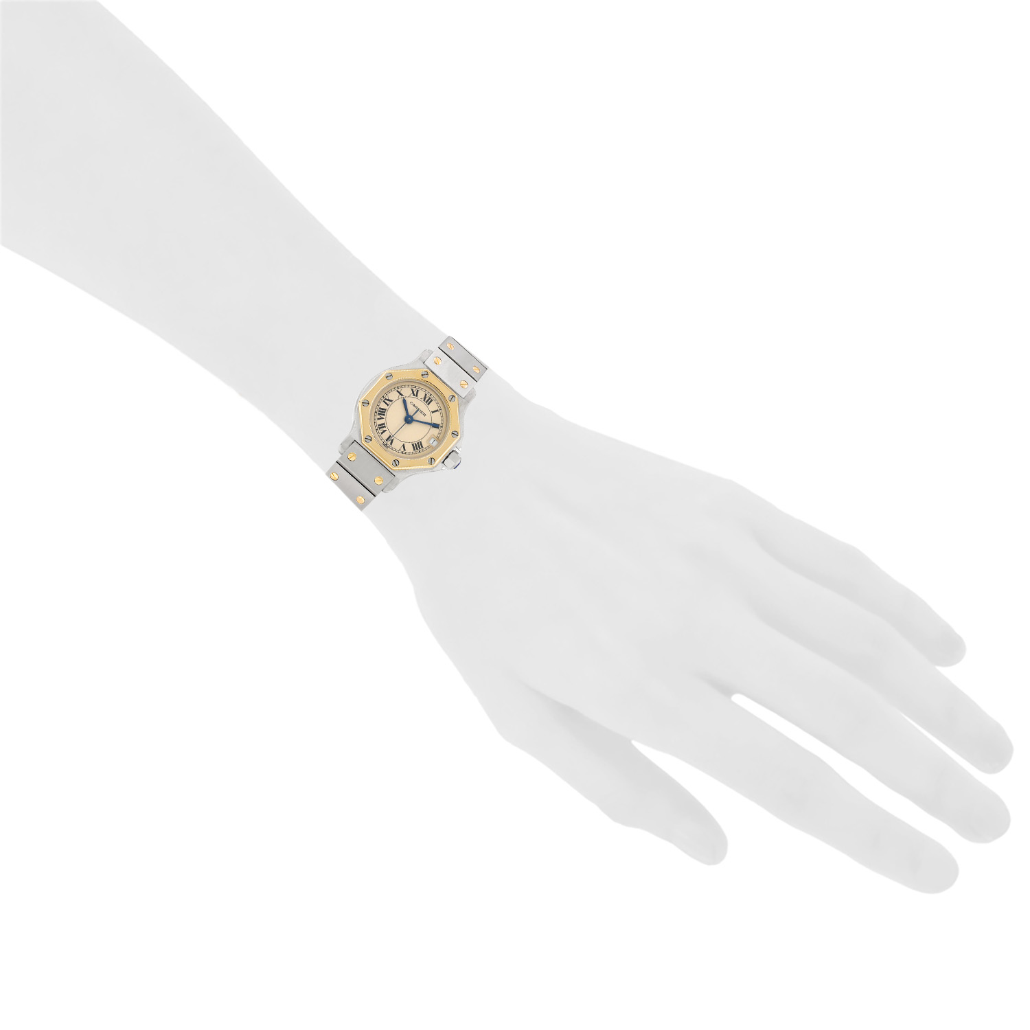 Cartier Santos Octagonal watch in gold and steel, Ref: Cartier - 187903, circa 1990 - Detail D1