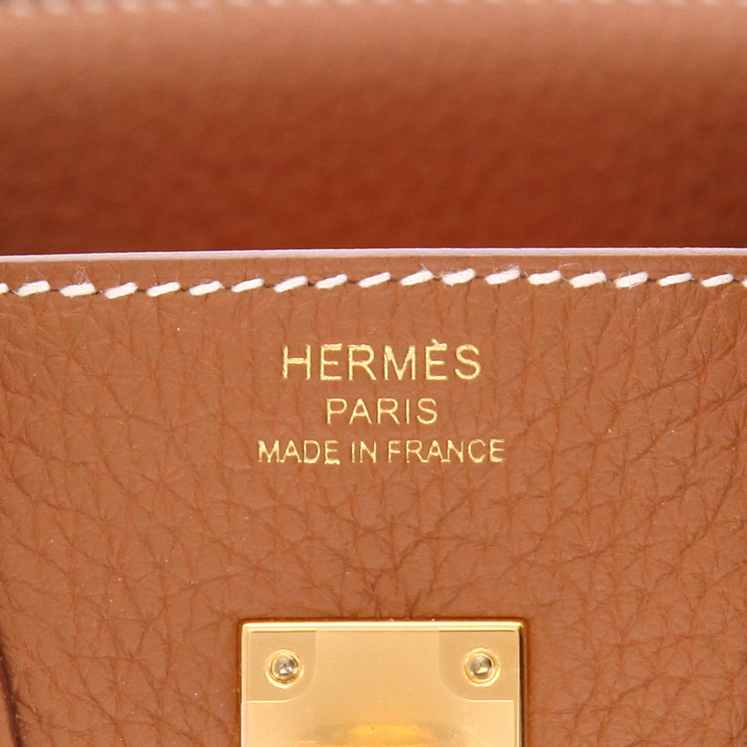 Hermès Birkin handbag, 25 cm, in Gold Togo leather - Detail D2