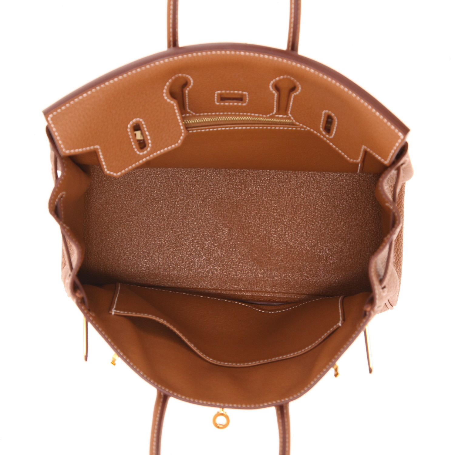 Bolso Hermès Birkin de 25 cm en piel Togo Gold - Detail D3