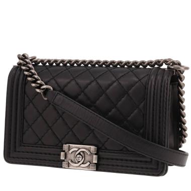 Bolso bandolera Chanel Boy de piel acolchada negra