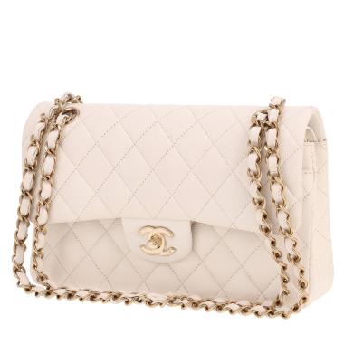 Chanel Timeless Petit handbag in white quilted grained leather