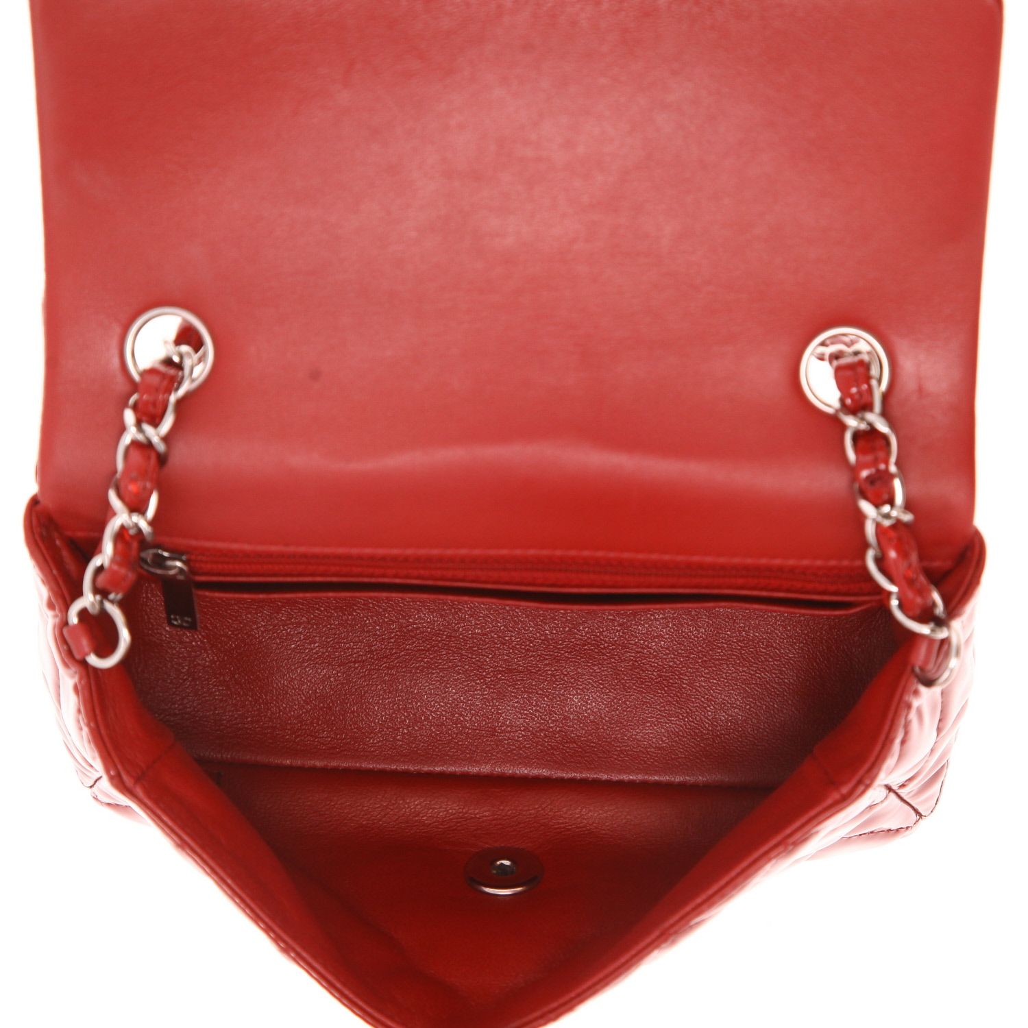 Sac bandoulière Chanel  Mini Timeless en cuir verni matelassé rouge - Detail D3