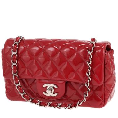 Borsa a tracolla Chanel Mini Timeless in pelle verniciata trapuntata rossa