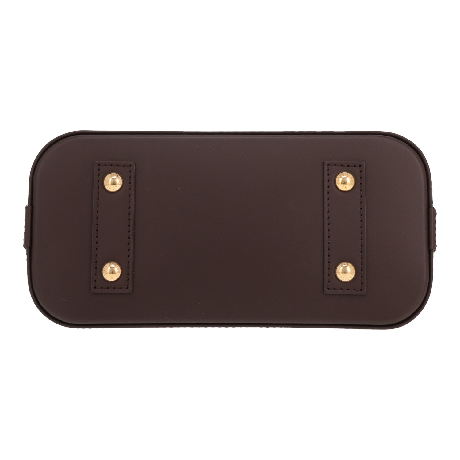 Bolso bandolera Louis Vuitton Alma BB de lona Damier recubierta en color ébano y piel marrón - Detail D1