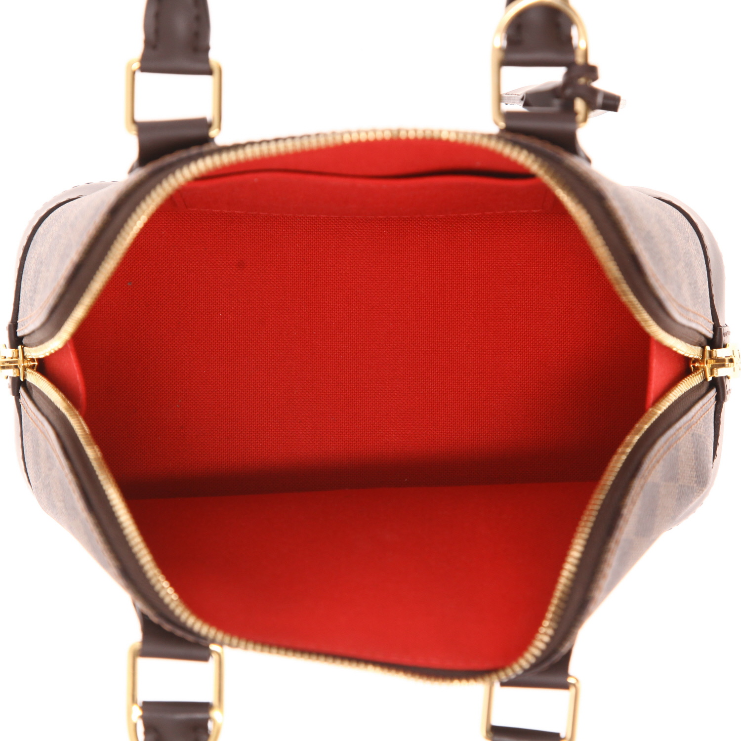 Borsa a tracolla Louis Vuitton Alma BB in tela Damier rivestita color ebano e pelle marrone - Detail D3