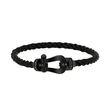 Pulsera Fred Force 10, modelo grande, de titanio y diamantes negros