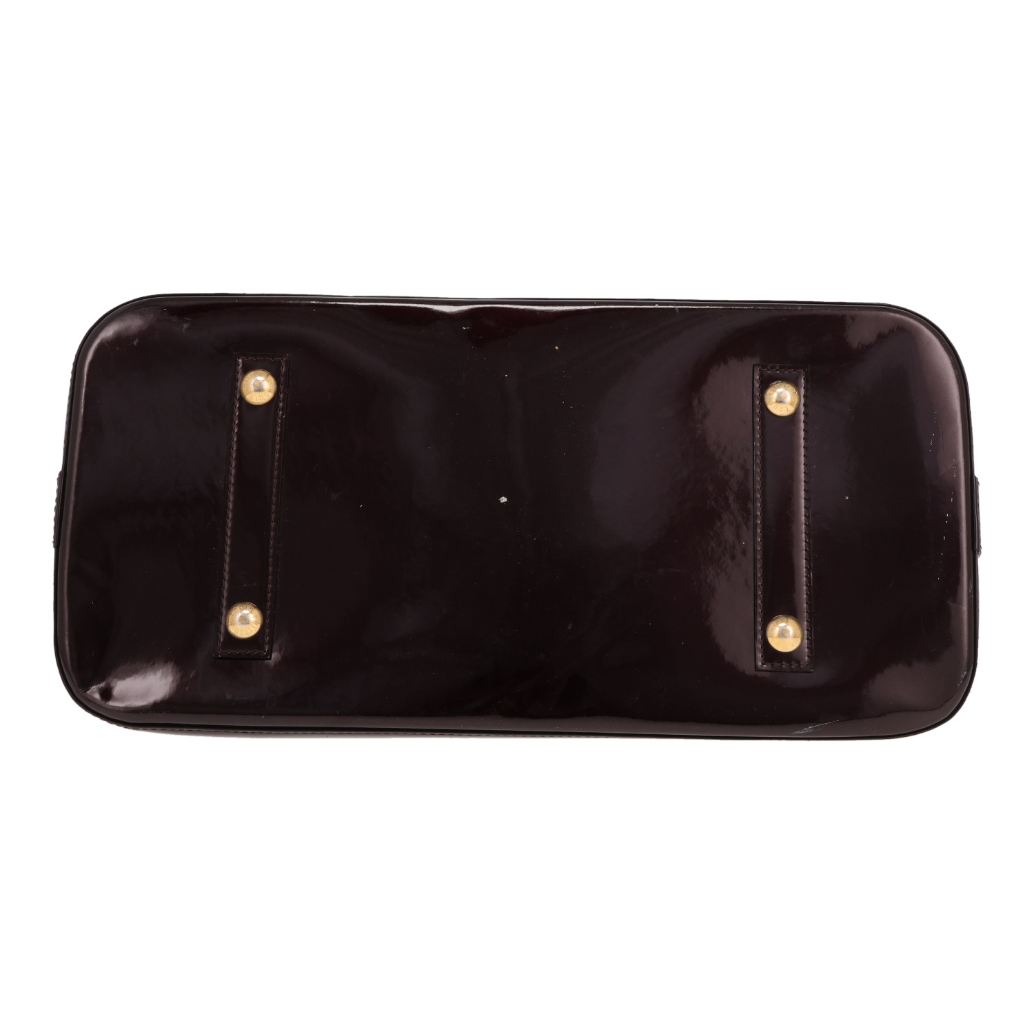 Louis Vuitton Alma handbag in aubergine patent leather - Detail D1