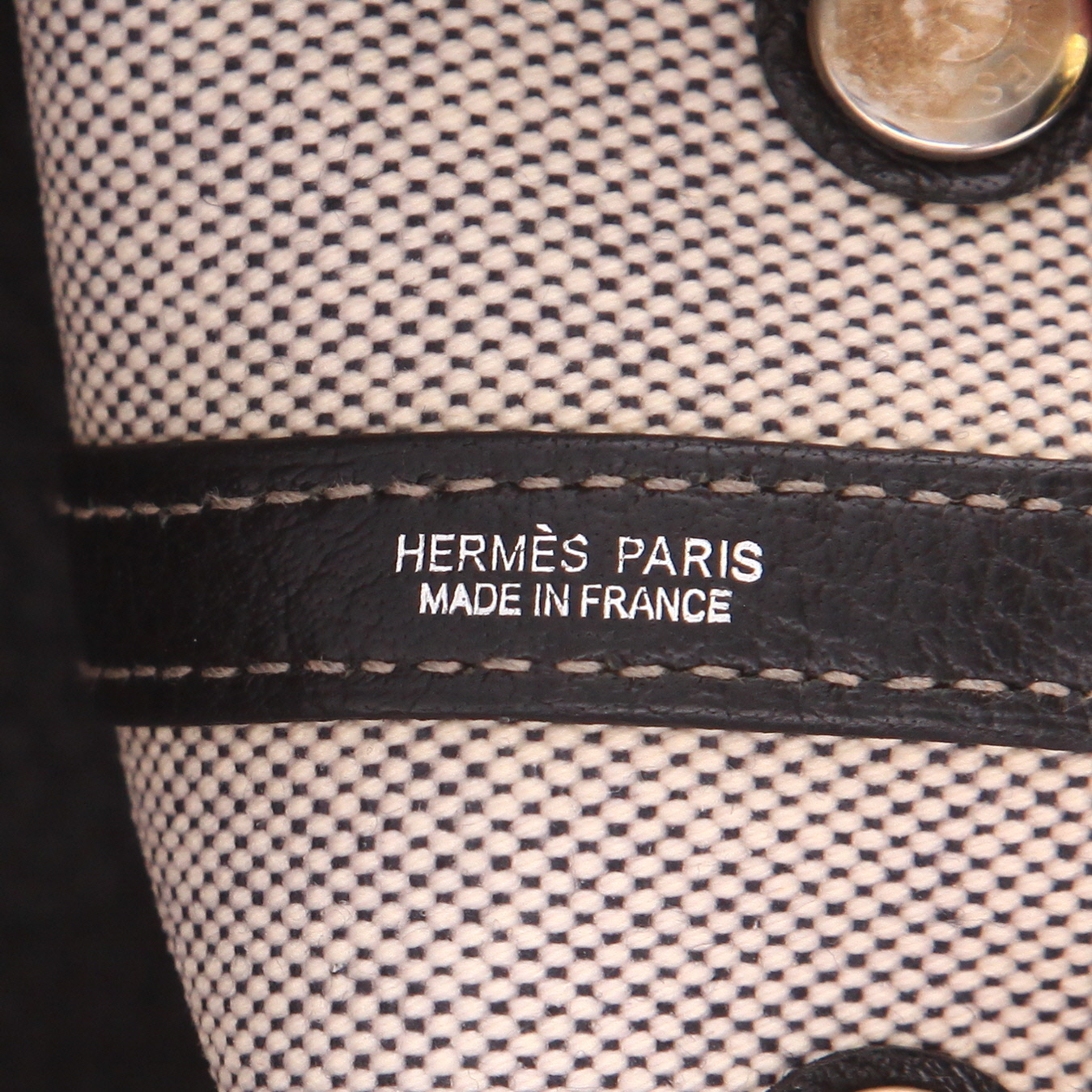 Borsa a mano Hermès  Garden Party da 30 cm in tela grezza e pelle nera - Detail D2