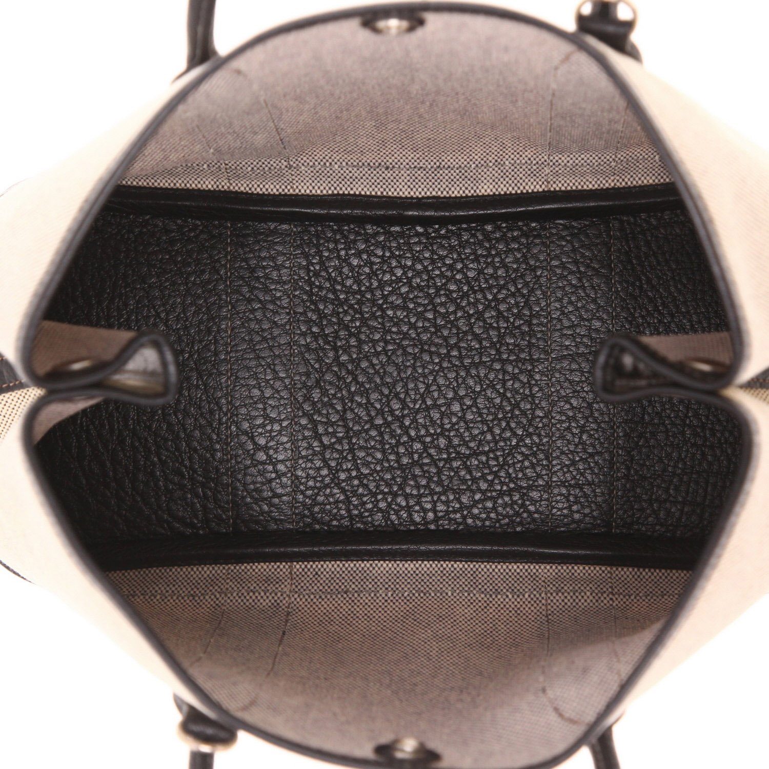 Bolso de mano Hermès «Garden Party» de 30 cm, de lona cruda y piel negra - Detail D3