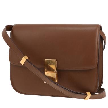 Bolso bandolera Celine «Classic Box» de piel marrón