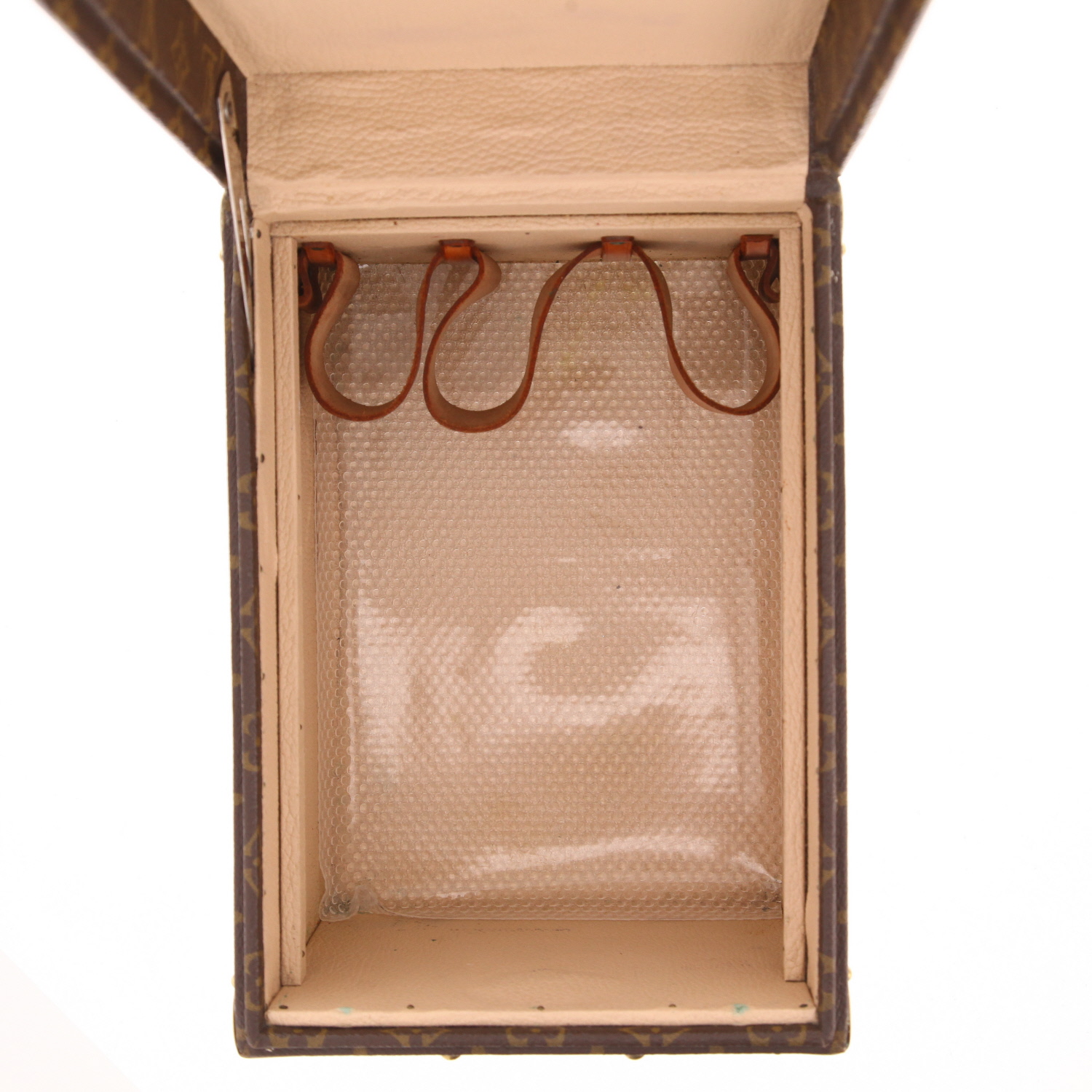 Louis Vuitton Vanity  Bottle case in brown Monogram canvas and natural leather - Detail D3