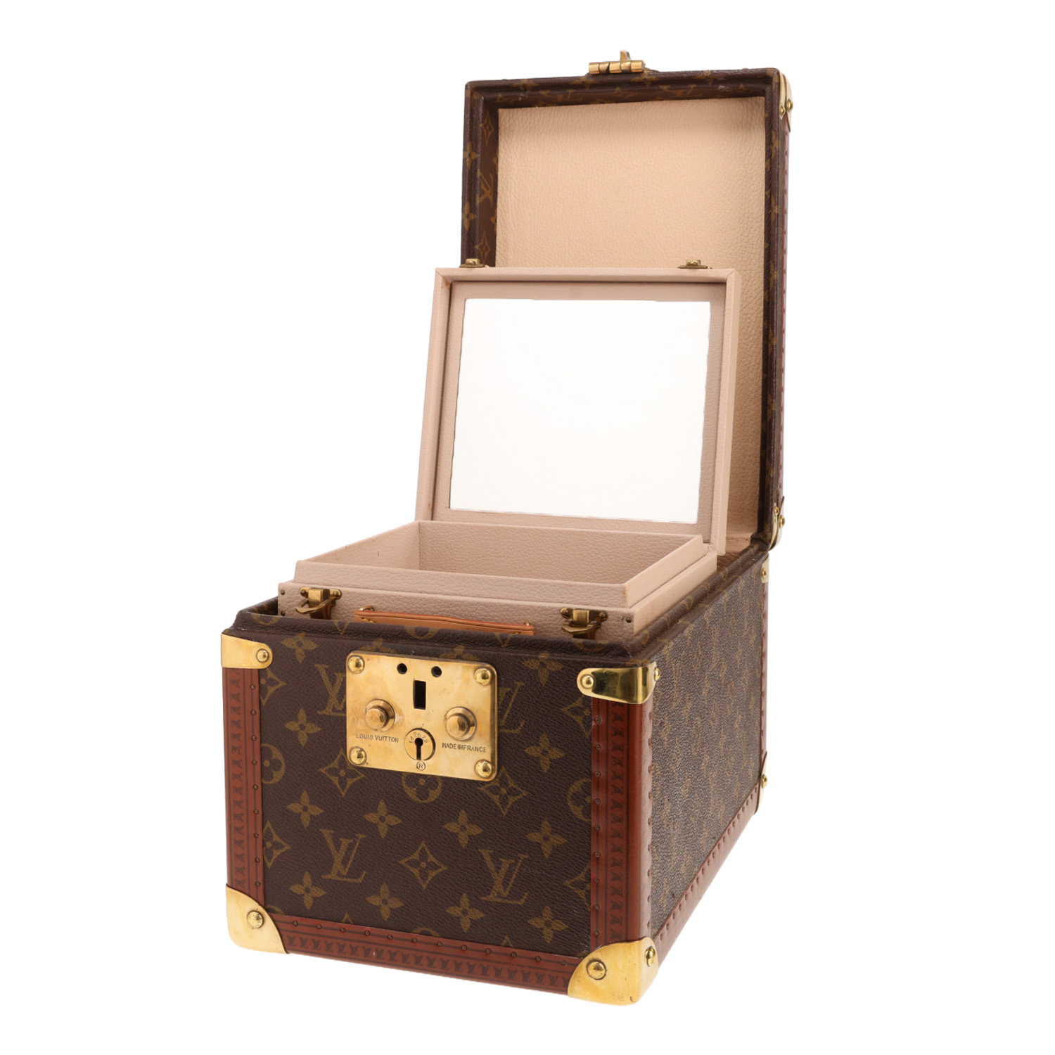 Vanity Louis Vuitton: Estuche para frascos de lona Monogram marrón y cuero natural - Detail D4