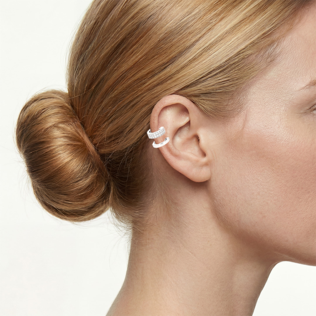 Pendiente Repossi Berbère de oro blanco y diamantes - Detail D1