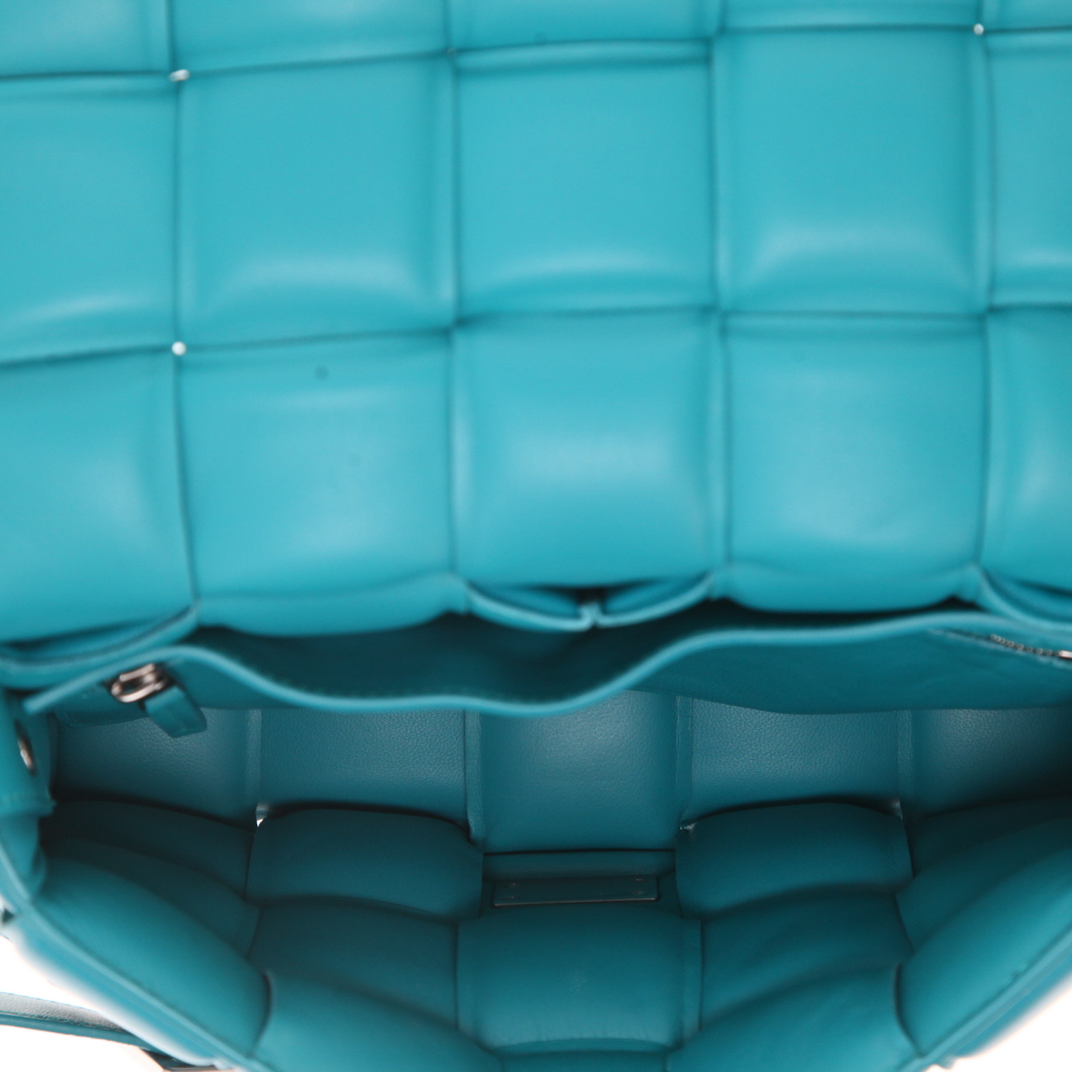 Borsa a tracolla Bottega Veneta “Padded Cassette” in pelle intrecciata Turquoise - Detail D3