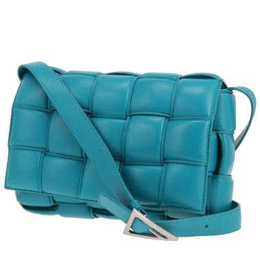 Borsa a tracolla Bottega Veneta “Padded Cassette” in pelle intrecciata Turquoise