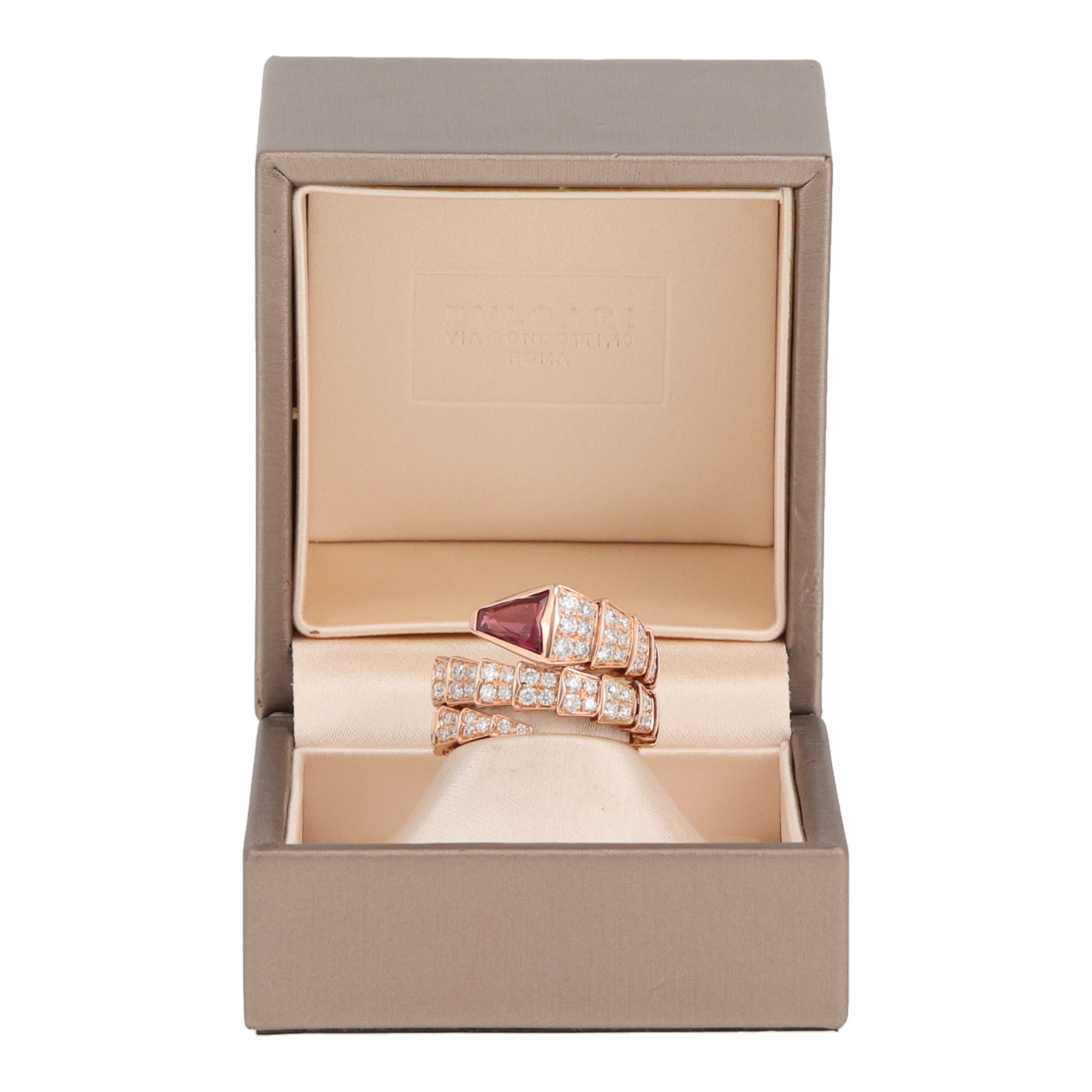 Anello Bulgari Serpenti Viper in oro rosa, tormalina e diamanti - Detail D2