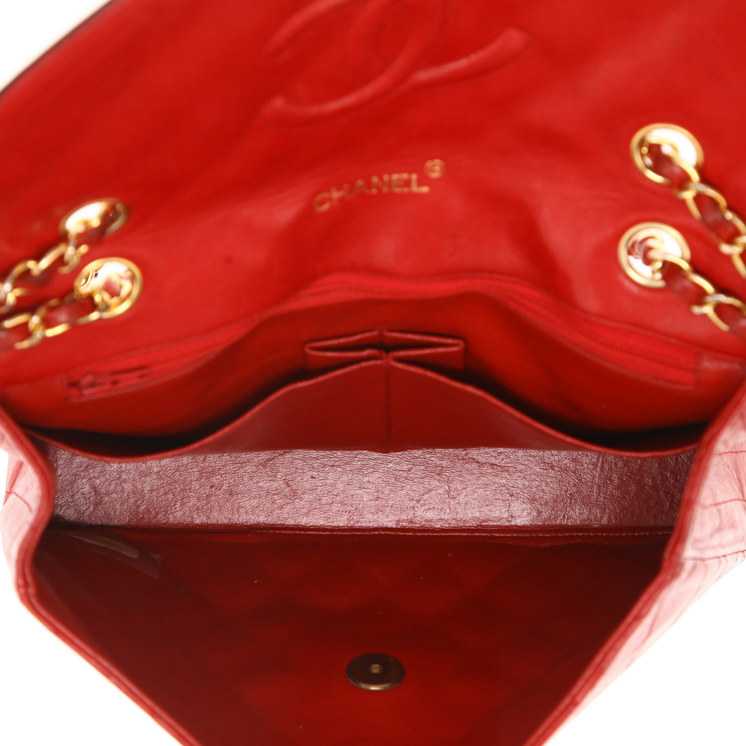 Bolso Chanel «Timeless Classic» de piel acolchada roja y Bleu Marine - Detail D3