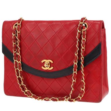 Borsa Chanel Timeless Classic in pelle trapuntata rossa e pelle Bleu Marine