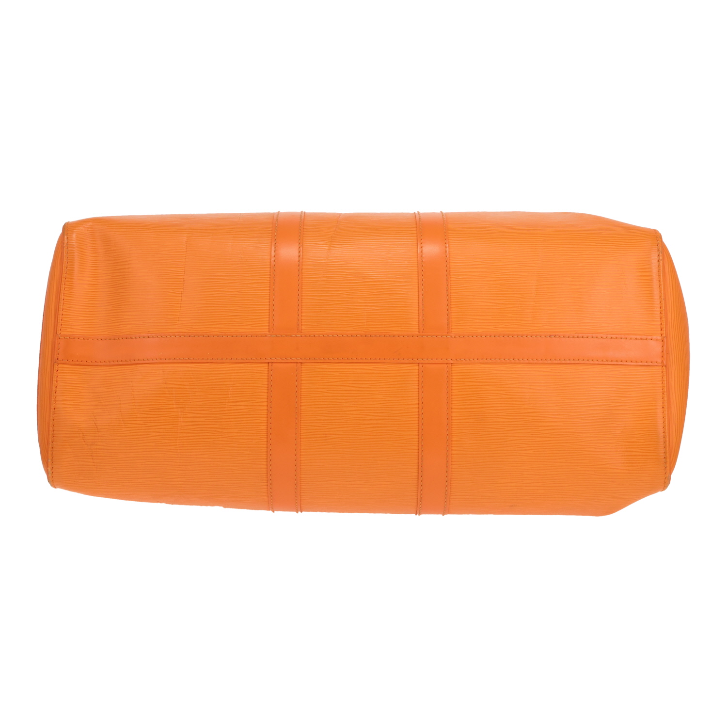 Louis Vuitton Keepall 45 travel bag in orange Épi leather - Detail D1