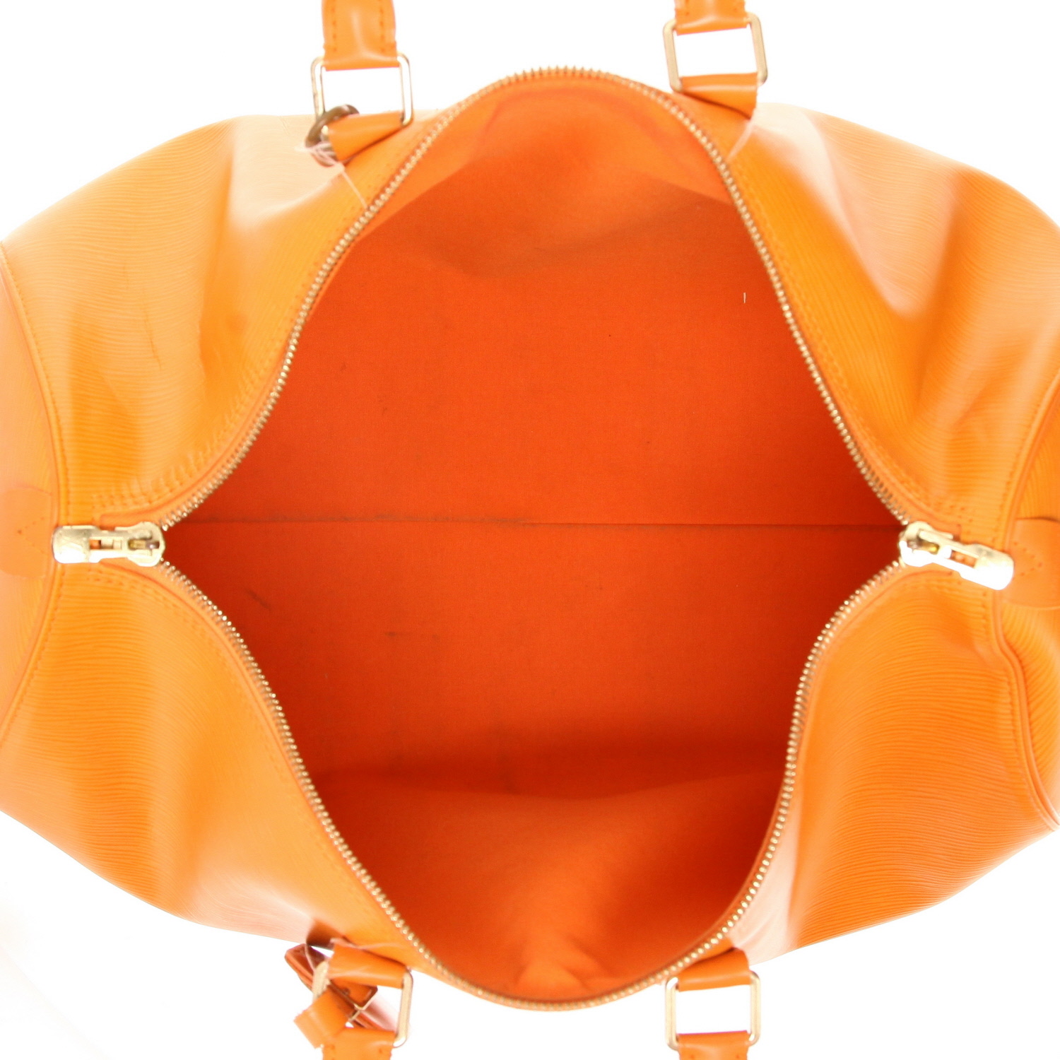 Bolsa de viaje Louis Vuitton Keepall 45 de piel Épi naranja - Detail D3