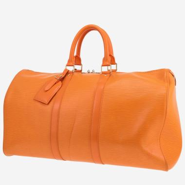 Bolsa de viaje Louis Vuitton Keepall 45 de piel Épi naranja