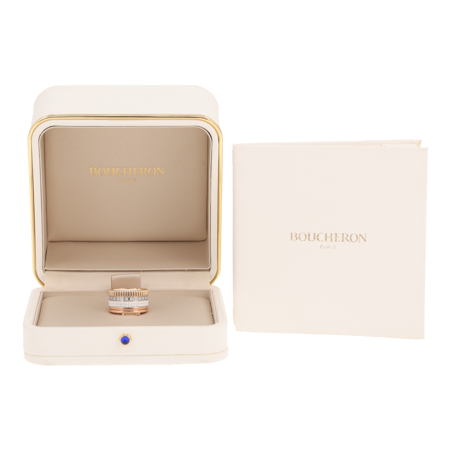 Anello Boucheron “Quatre White Edition”, modello grande, in tre tipi di oro, ceramica e diamanti - Detail D2