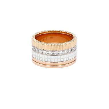 Bague Boucheron  Quatre White Edition grand modèle en 3 ors, céramique et diamants
