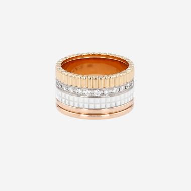 Bague Boucheron  Quatre White Edition grand modèle en 3 ors, céramique et diamants