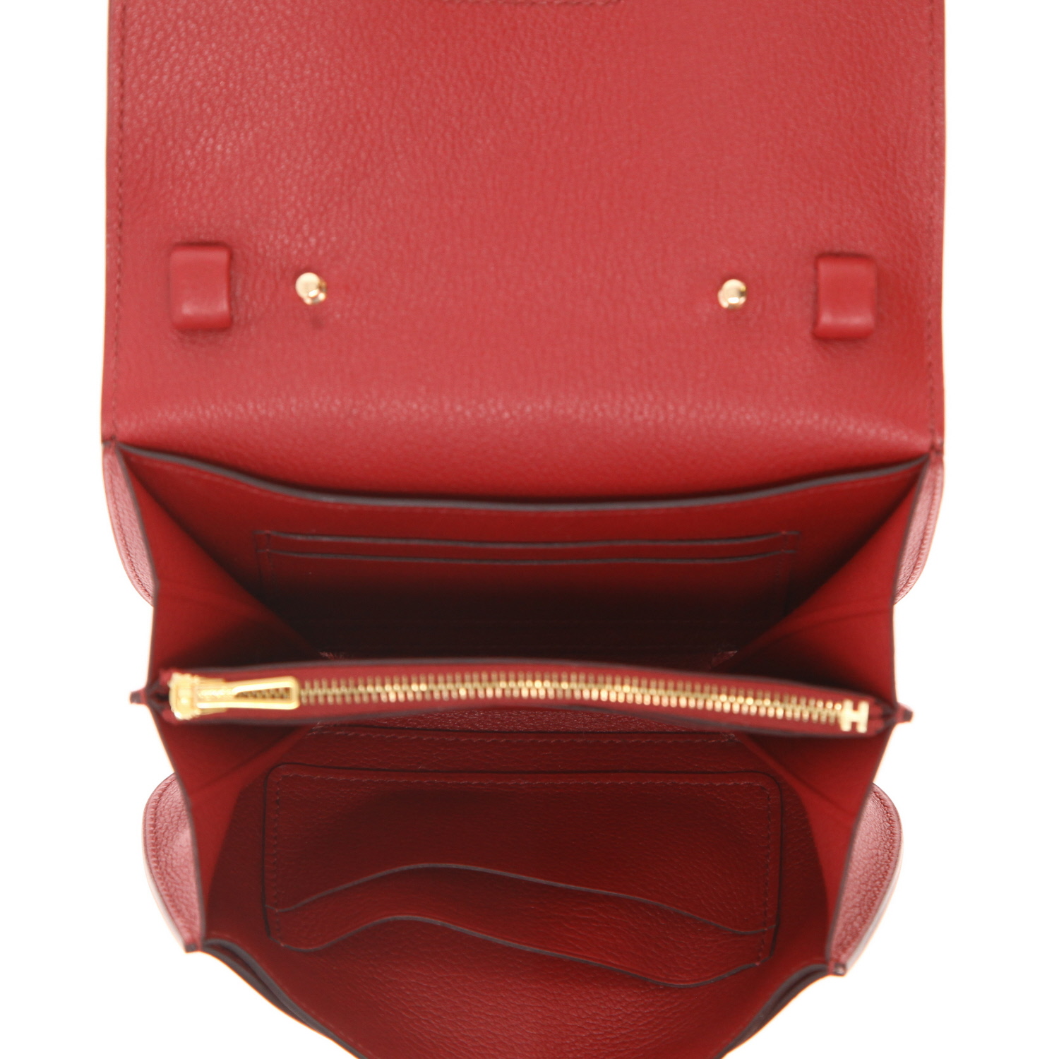 Bolso bandolera Hermès «Convoyeur» de piel Togo Rouge Grenat - Detail D3