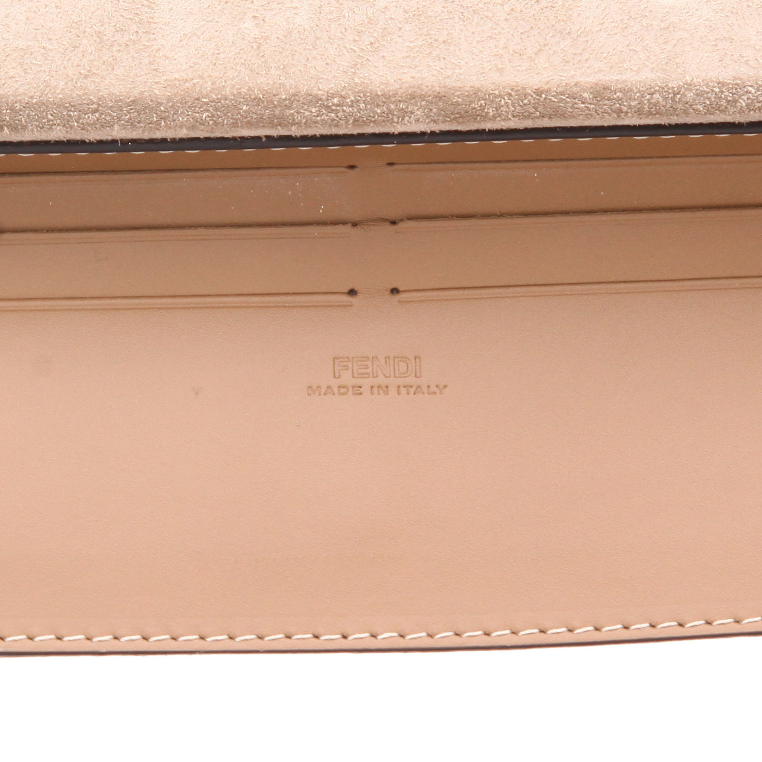 Borsa a tracolla Fendi Baguette in tela marrone con logo e pelle marrone - Detail D2