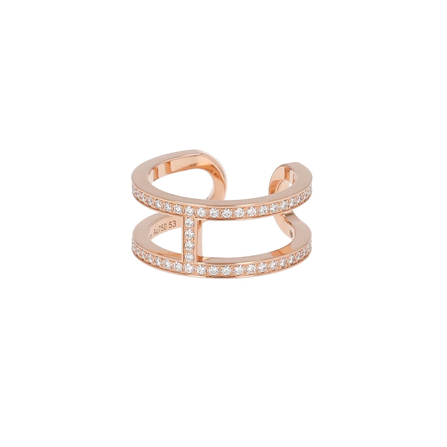 Bague Hermès Ever Chaîne d&rsquo;Ancre Or Rose Diamants Occasion