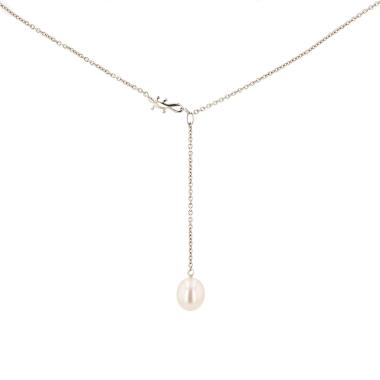 Collar de H. Stern en oro blanco sin rodiar, con perla de cultivo y diamante