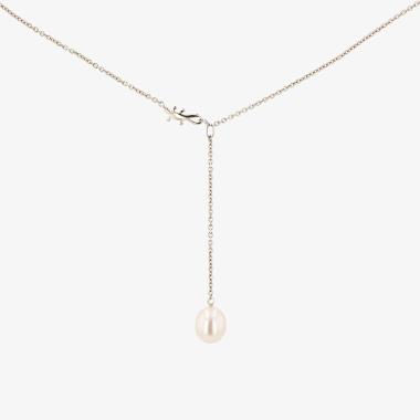Collier H. Stern en or blanc non rhodié, perle de culture et diamant